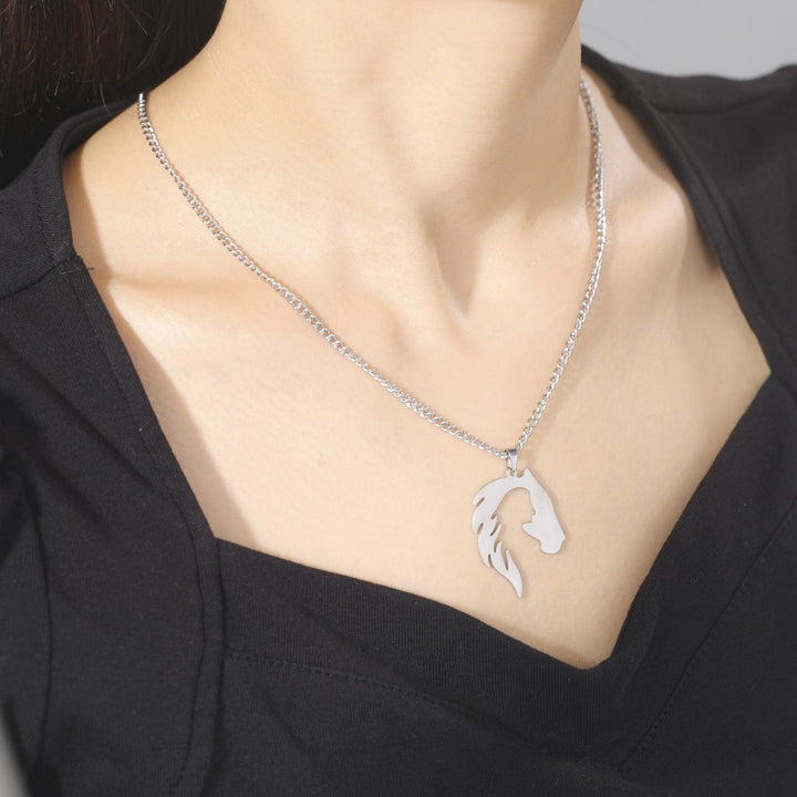Hollow Horse Head Silhouette Stainless Steel Pendant Necklace - Super Amazing Store