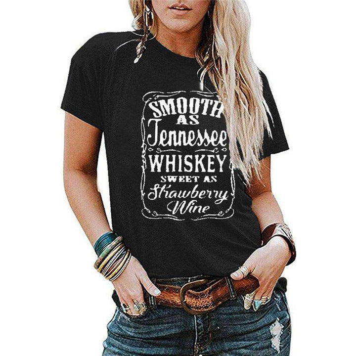 Ladies Blouse Letter Printing Round Neck Short-sleeved T-Shirt Women - Super Amazing Store