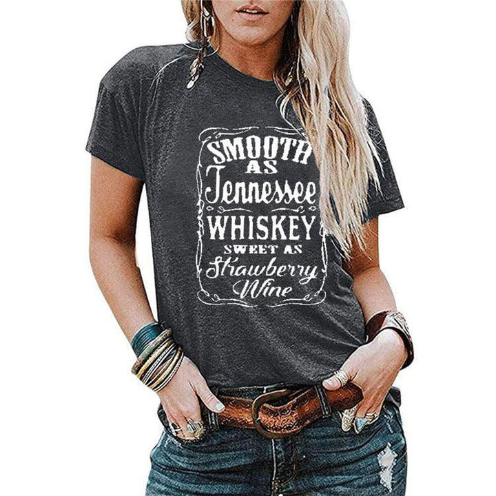 Ladies Blouse Letter Printing Round Neck Short-sleeved T-Shirt Women - Super Amazing Store