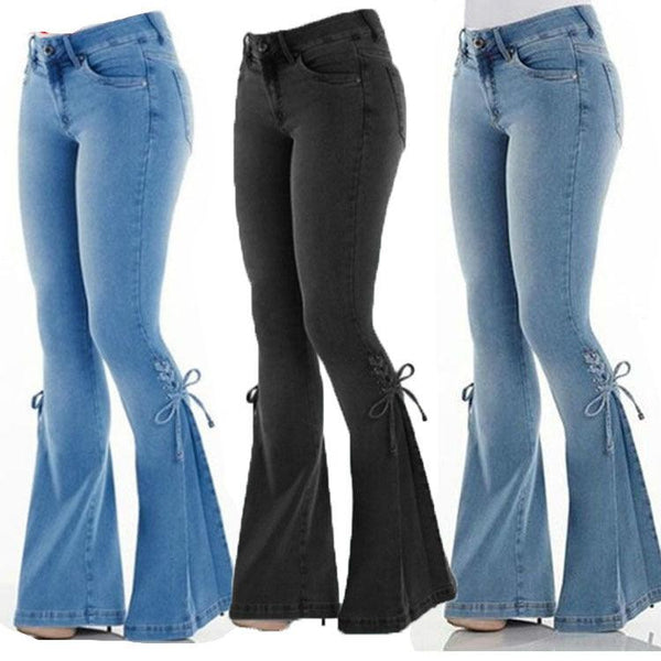 Ladies jeans mid-waisted denim trousers stretch jeans - Super Amazing Store