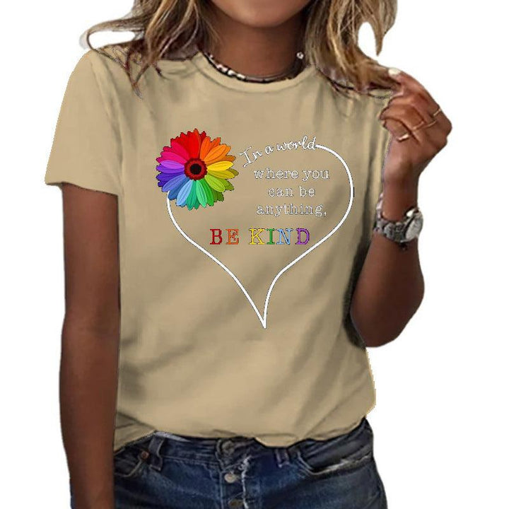 Love Letter Print Tops Women's Short Sleeve T-shirt Summer - Super Amazing Store