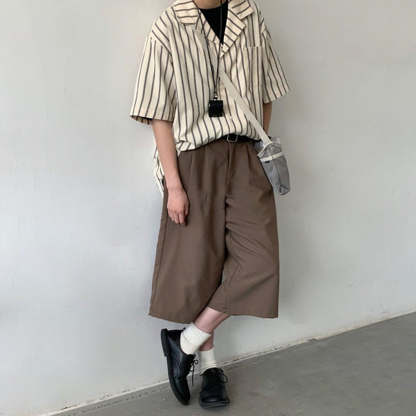 Men's And Women's Fashion Vintage Cuban Collar Draped Striped Shirt - Super Amazing Store