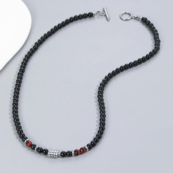 Men's Beaded Necklace Stainless Steel Accessories Metal Round Beads - Super Amazing Store