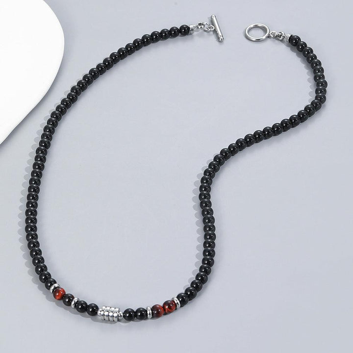 Men's Beaded Necklace Stainless Steel Accessories Metal Round Beads - Super Amazing Store