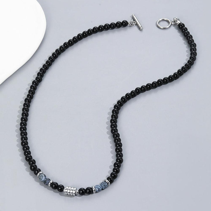 Men's Beaded Necklace Stainless Steel Accessories Metal Round Beads - Super Amazing Store