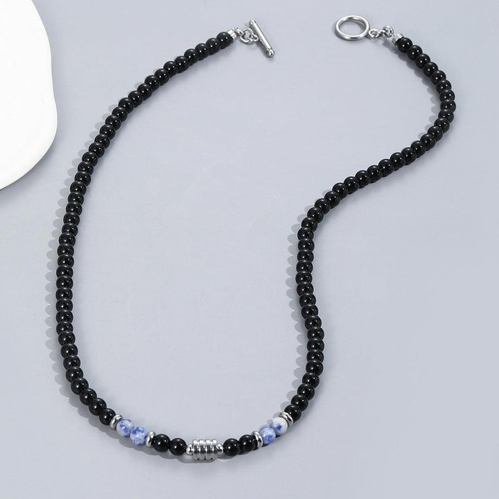 Men's Beaded Necklace Stainless Steel Accessories Metal Round Beads - Super Amazing Store