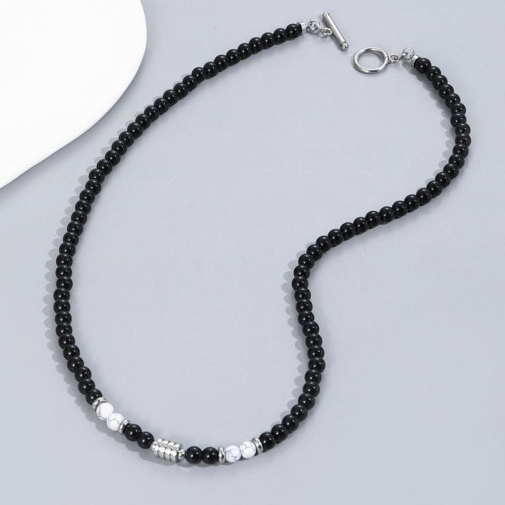 Men's Beaded Necklace Stainless Steel Accessories Metal Round Beads - Super Amazing Store