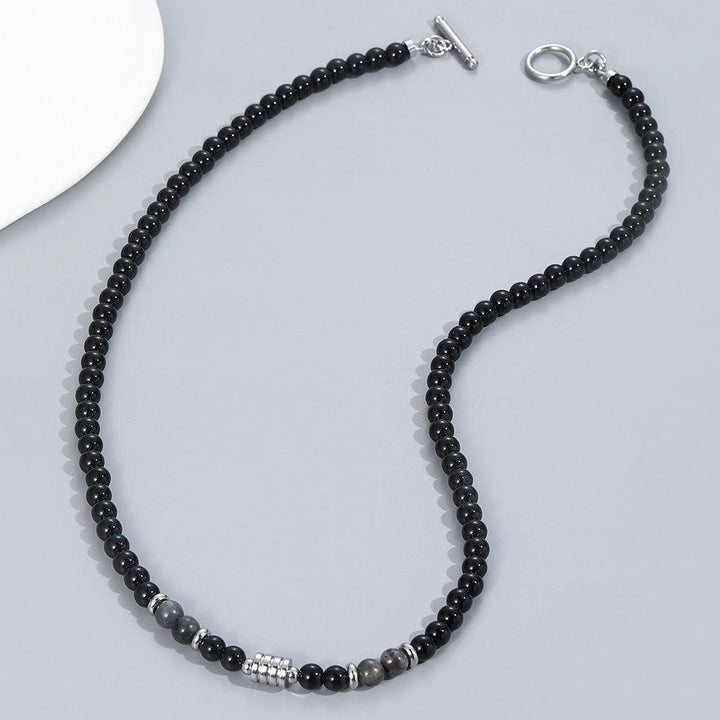 Men's Beaded Necklace Stainless Steel Accessories Metal Round Beads - Super Amazing Store