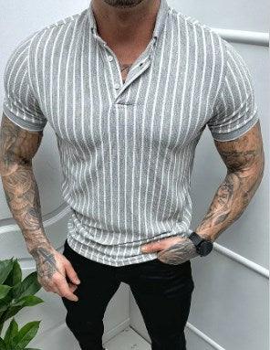 Men's Breathable Stretch Athleisure Striped Polo Shirt - Super Amazing Store