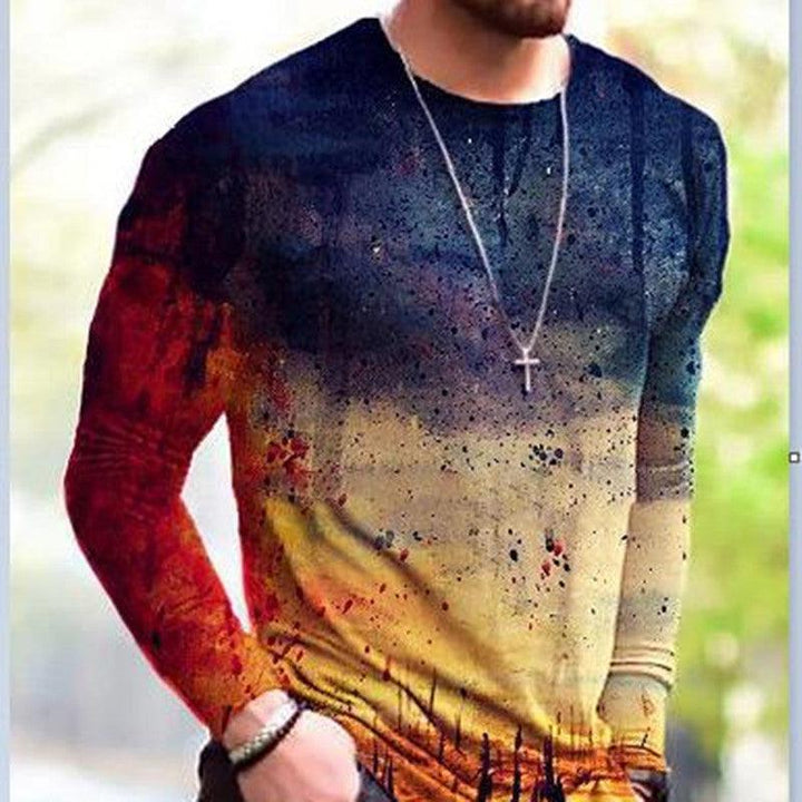 Men's Casual Printed Long Sleeve Top - Super Amazing Store