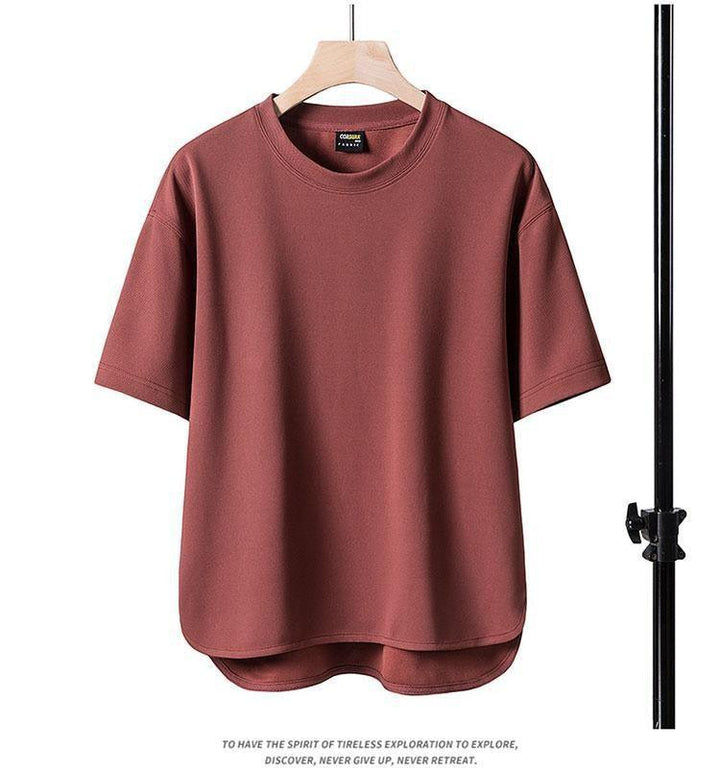 Men's Elbow-sleeved Top Cotton Short Sleeve Summer Round Neck Pullover Loose - Super Amazing Store