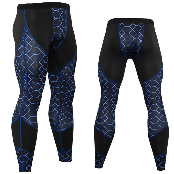 Men's Fitness Printed Patchwork Sports Tight Pants - Super Amazing Store