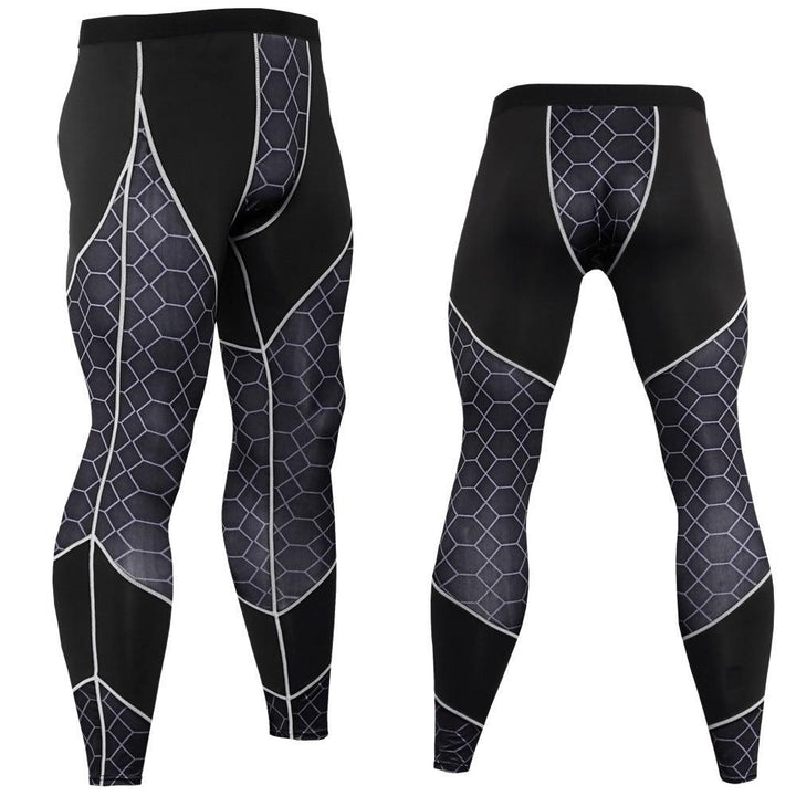 Men's Fitness Printed Patchwork Sports Tight Pants - Super Amazing Store