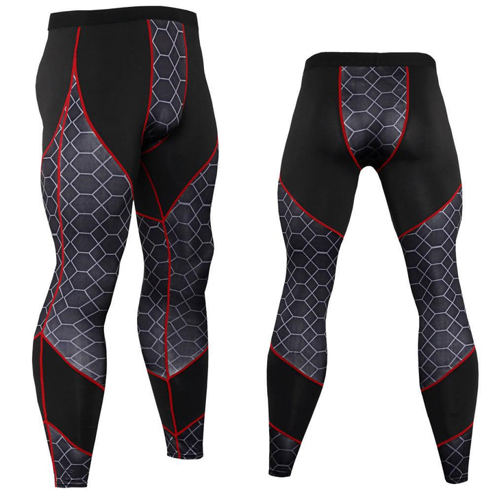 Men's Fitness Printed Patchwork Sports Tight Pants - Super Amazing Store