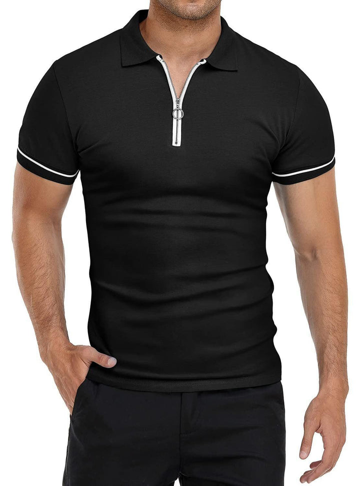 Men's Lapel Solid Color Slim Fitting T-shirt Top - Super Amazing Store