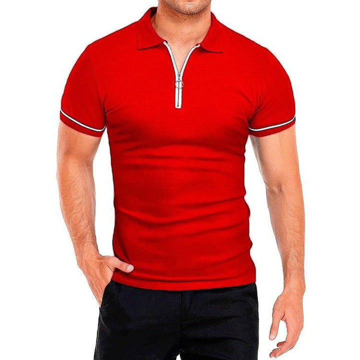 Men's Lapel Solid Color Slim Fitting T-shirt Top - Super Amazing Store