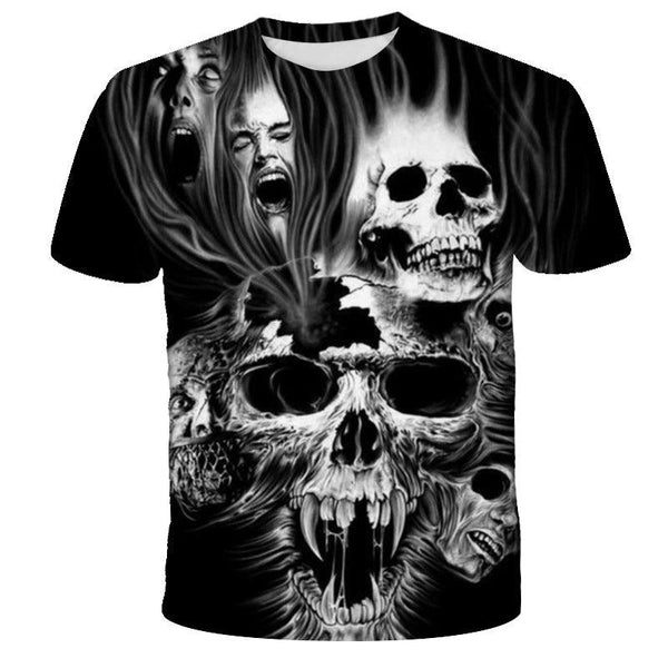 Men's Printed Skull Short Sleeve T-shirt - Super Amazing Store