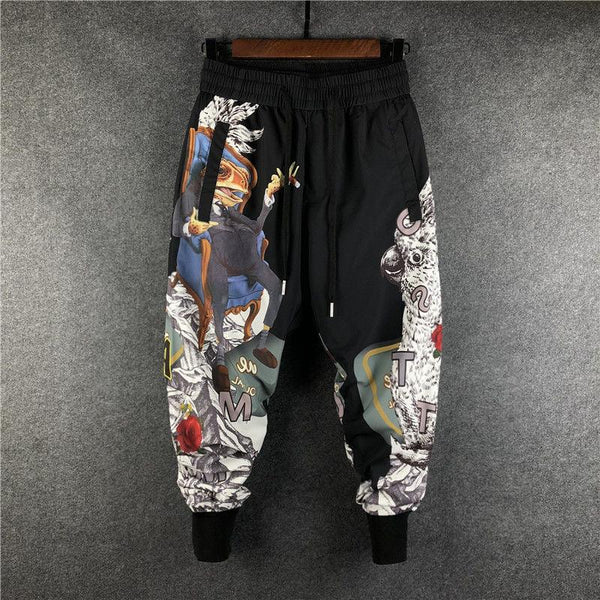 Men's Slim Harem Pants Trendy Printed Drawstring - Super Amazing Store