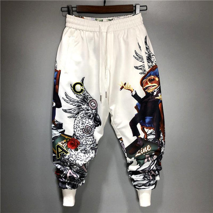 Men's Slim Harem Pants Trendy Printed Drawstring - Super Amazing Store