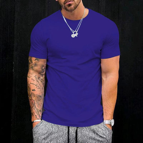 Men's Solid Color Bird Eye Cloth Slim Short Sleeve - Super Amazing Store