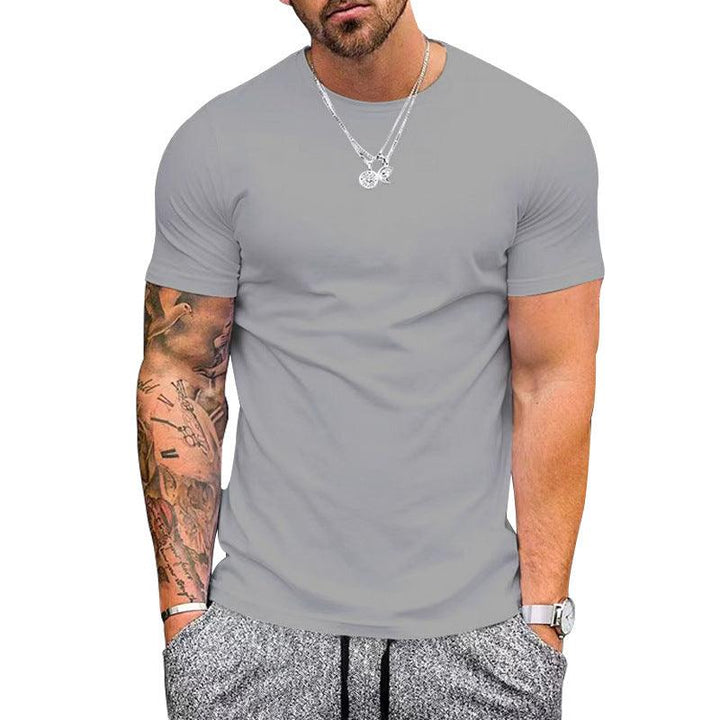Men's Solid Color Bird Eye Cloth Slim Short Sleeve - Super Amazing Store