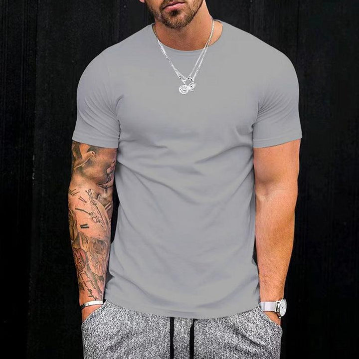 Men's Solid Color Bird Eye Cloth Slim Short Sleeve - Super Amazing Store