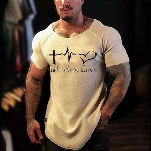 Men's Solid Loose Letter Printing Short Sleeve - Super Amazing Store