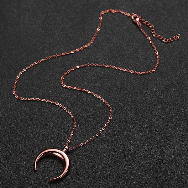 Minimalist Style Stainless Steel Horn Moon Pendant Necklace - Super Amazing Store