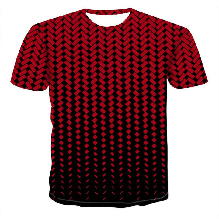 New 3DT Shirt Geometric Mesh Digital Printing Short Sleeve - Super Amazing Store