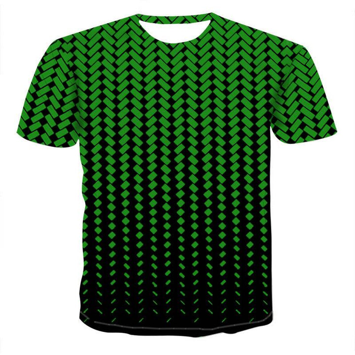 New 3DT Shirt Geometric Mesh Digital Printing Short Sleeve - Super Amazing Store