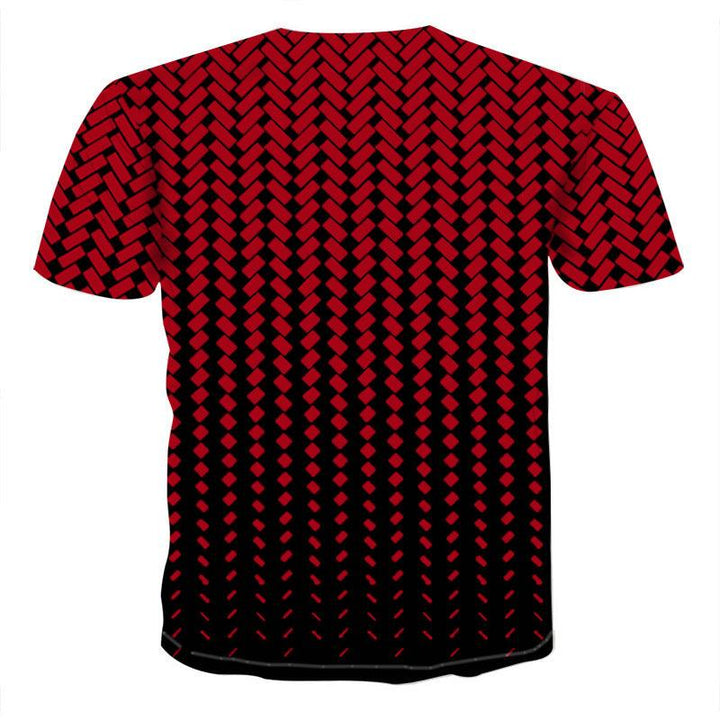 New 3DT Shirt Geometric Mesh Digital Printing Short Sleeve - Super Amazing Store