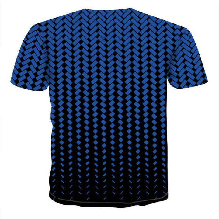 New 3DT Shirt Geometric Mesh Digital Printing Short Sleeve - Super Amazing Store