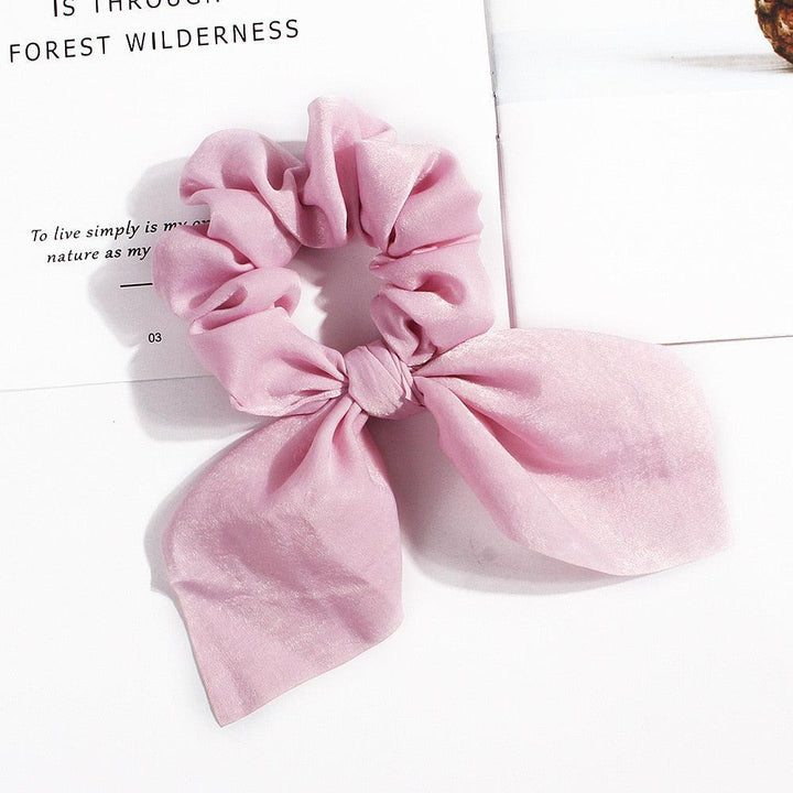 New Chiffon Bowknot Elastic Hair Bands For Women Girls Solid Color Scrunchies Headband Hair Ties Ponytail Holder Hair Accessorie - Super Amazing Store