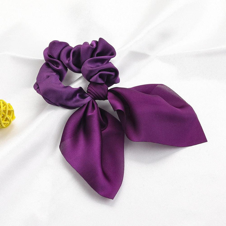 New Chiffon Bowknot Elastic Hair Bands For Women Girls Solid Color Scrunchies Headband Hair Ties Ponytail Holder Hair Accessorie - Super Amazing Store