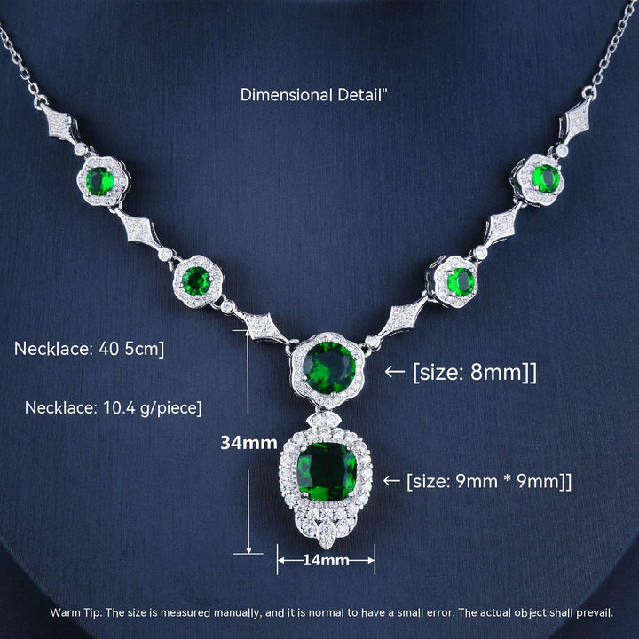 Noble Diamond Green Gem Evening Chain Pendant Necklace Set - Super Amazing Store