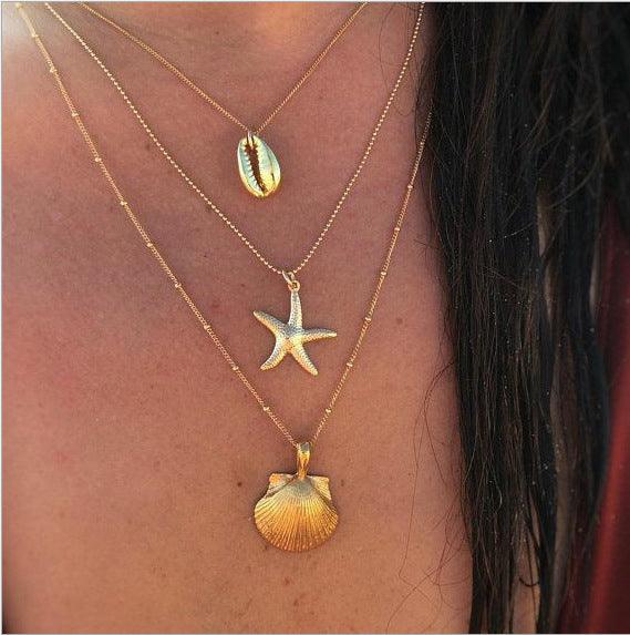 Popular Accessories Alloy Starfish Scallop Shell Necklace For Women - Super Amazing Store