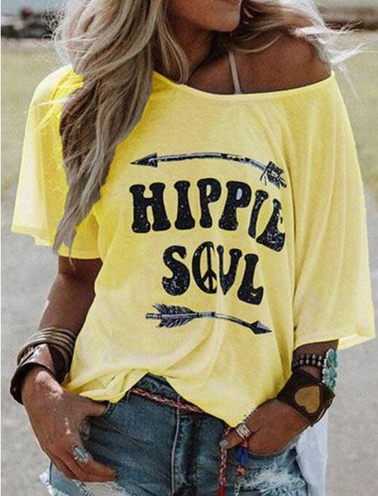 Printed T-shirt Short Sleeve Loose Round-neck Clothing - Super Amazing Store