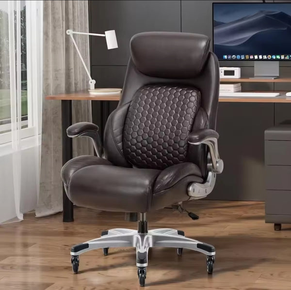 Executive Office Chair Adjustable Headrest & Lumbar Support – Brown