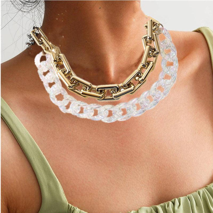 Simple AB Color Necklace Double Layer - Super Amazing Store