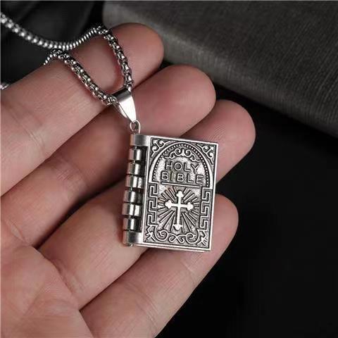 Simple Holy Grail Scriptures Flip Titanium Steel Necklace - Super Amazing Store