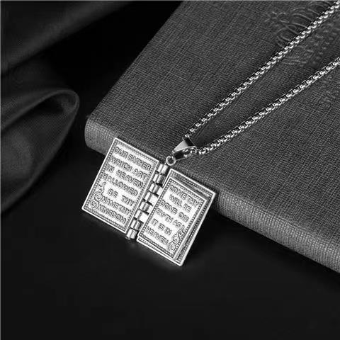 Simple Holy Grail Scriptures Flip Titanium Steel Necklace - Super Amazing Store