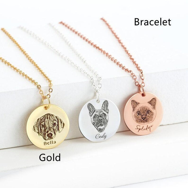 Single-side Customization Stainless Steel Pet Photo Graffiti Pendant Keychain Bracelet - Super Amazing Store