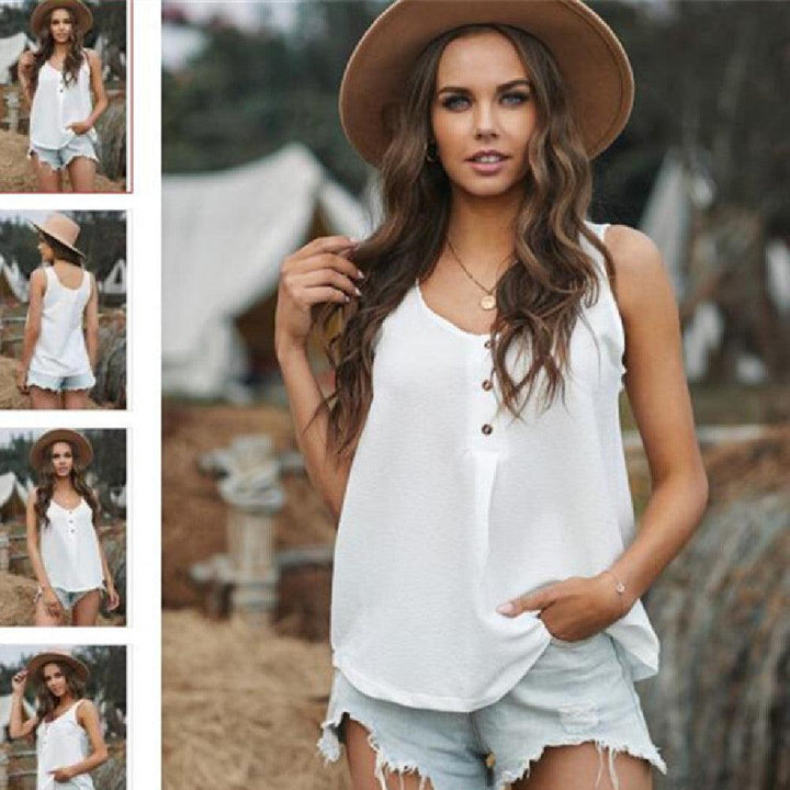 Solid Color Simple T-shirt Vest Women's Clothing - Super Amazing Store
