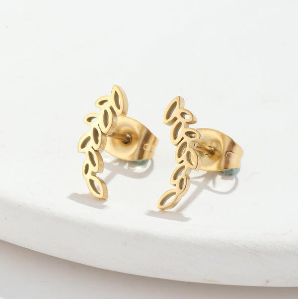 Stainless Steel Studs Simple Hollow Wheat Earrings For Women - Super Amazing Store