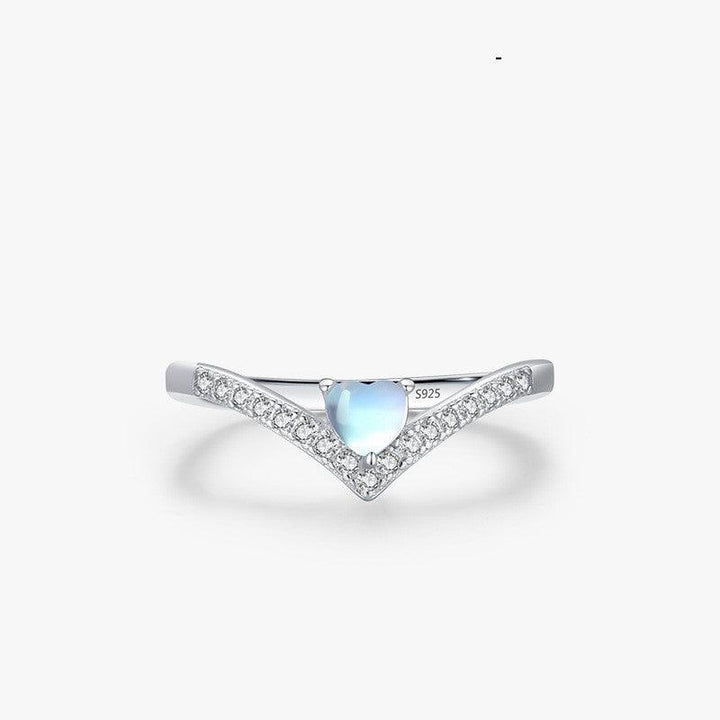 Sterling Silver Heart-shaped Moonstone Arrow Ring For Women - Super Amazing Store