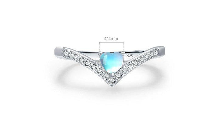 Sterling Silver Heart-shaped Moonstone Arrow Ring For Women - Super Amazing Store