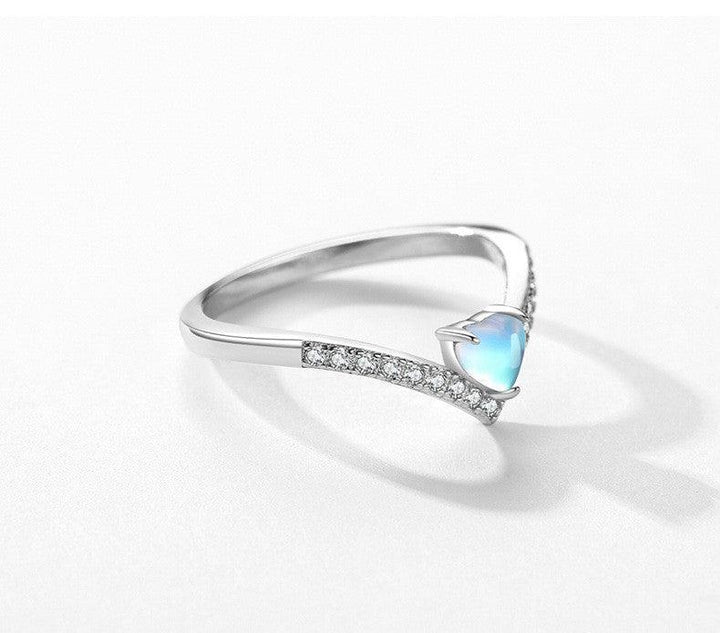 Sterling Silver Heart-shaped Moonstone Arrow Ring For Women - Super Amazing Store