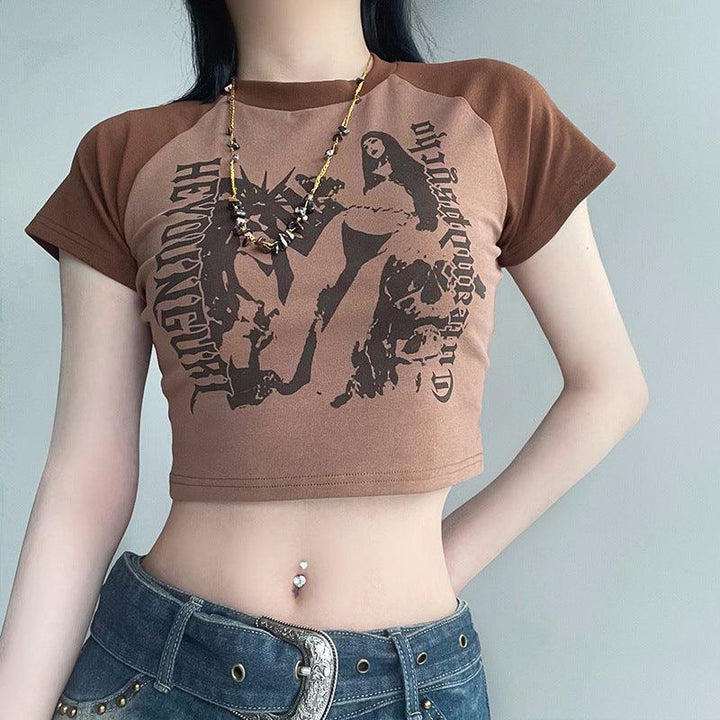 Street Cherry Print With Rotator Sleeve Short Slim-fit T-shirt Spice Girls Cool Color Love Everything Top - Super Amazing Store