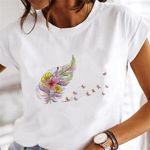 Street Personalized Feather Versatile T-shirt - Super Amazing Store