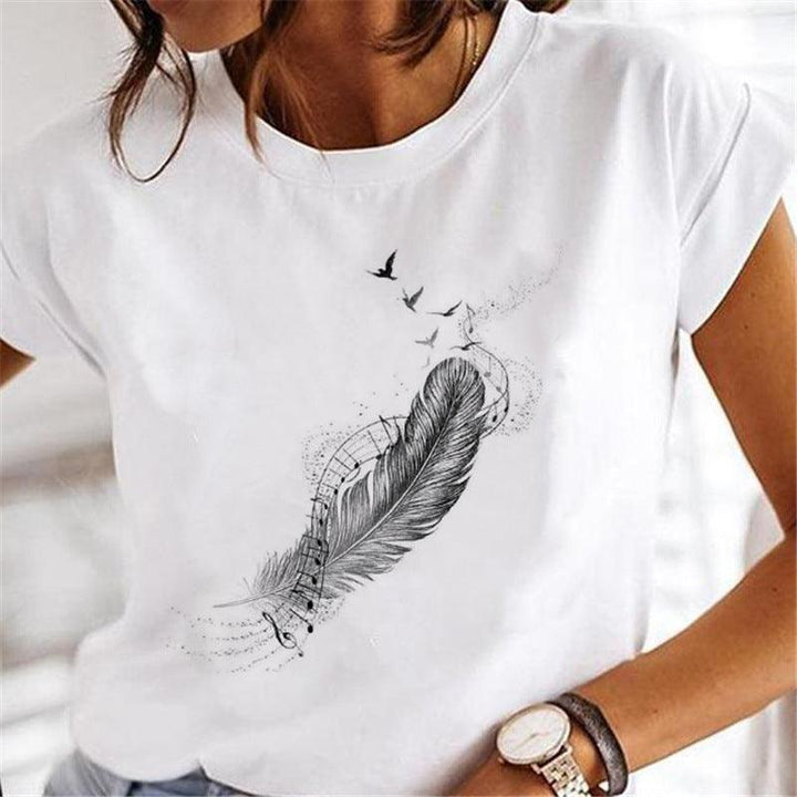 Street Personalized Feather Versatile T-shirt - Super Amazing Store